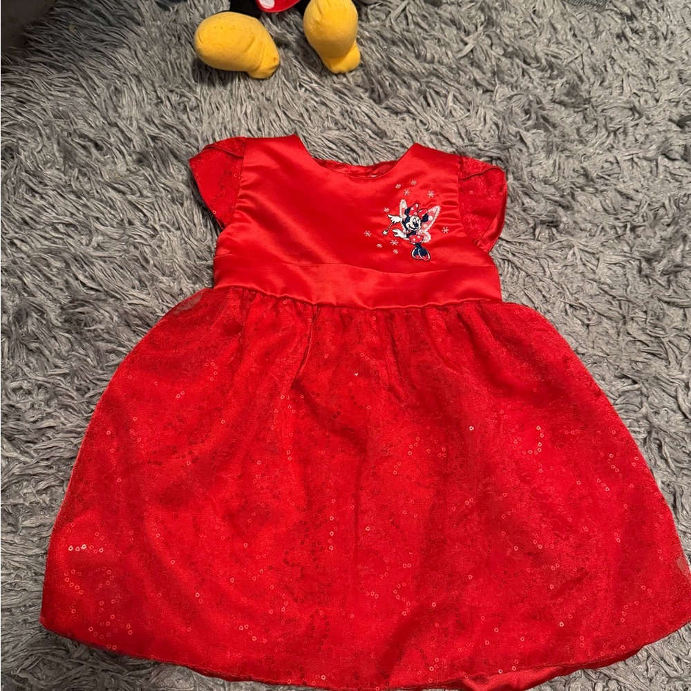 Disney Red Sequin Toddler Party Dress with Character Detail